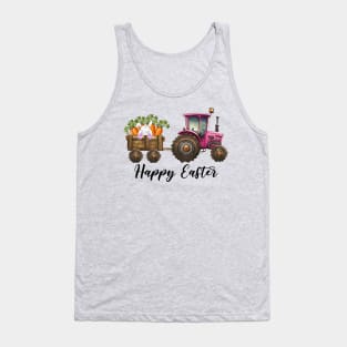 pink tractor Happy Easter Tank Top